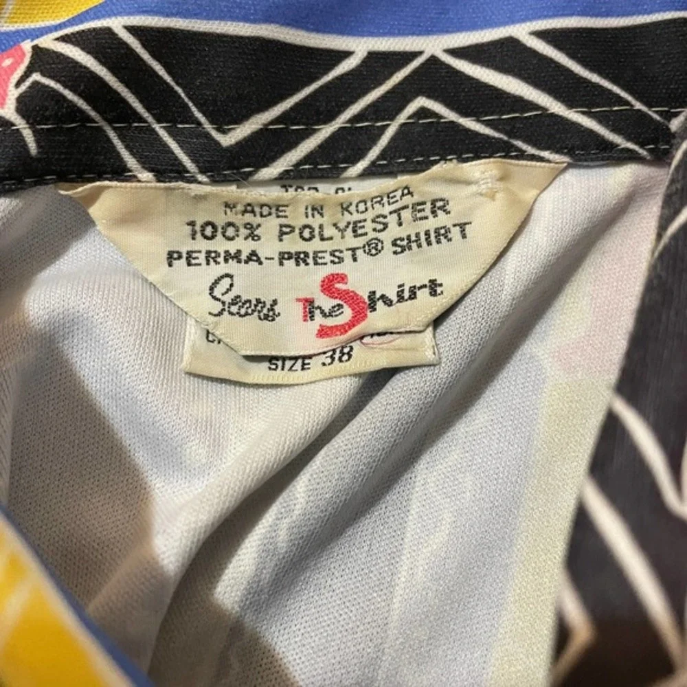 70s Sears The Shirt Pink Bird Button Front Blouse - Picture 5 of 5